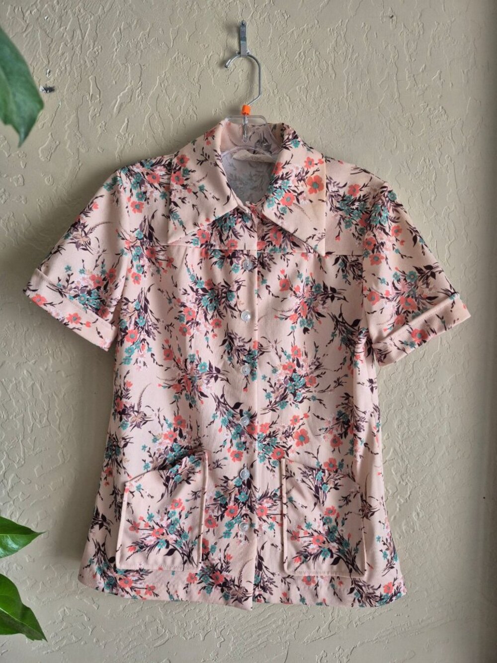 Vintage Smartique Floral Button-Up Short Sleeve Blouse size M - Picture 3 of 7